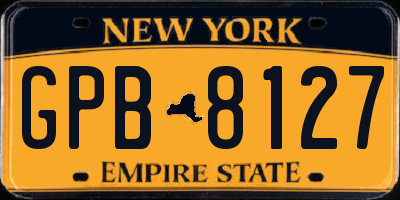 NY license plate GPB8127