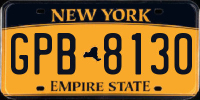 NY license plate GPB8130