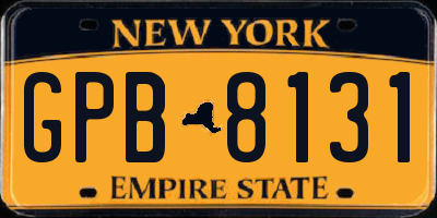 NY license plate GPB8131