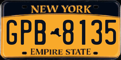 NY license plate GPB8135