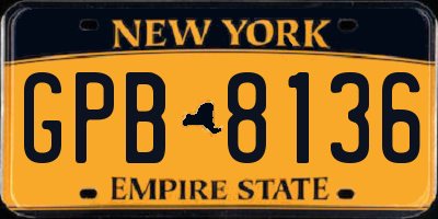 NY license plate GPB8136