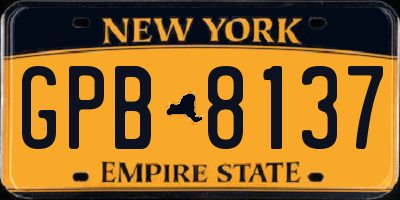 NY license plate GPB8137