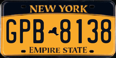 NY license plate GPB8138