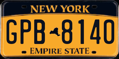 NY license plate GPB8140