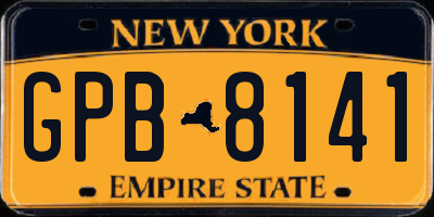 NY license plate GPB8141