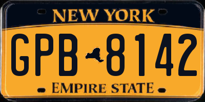 NY license plate GPB8142