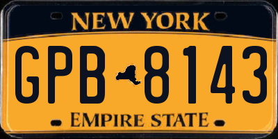 NY license plate GPB8143