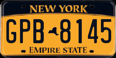 NY license plate GPB8145