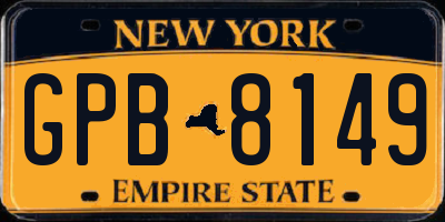 NY license plate GPB8149
