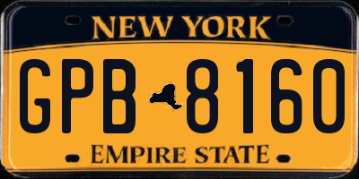 NY license plate GPB8160