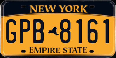 NY license plate GPB8161