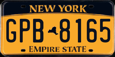 NY license plate GPB8165