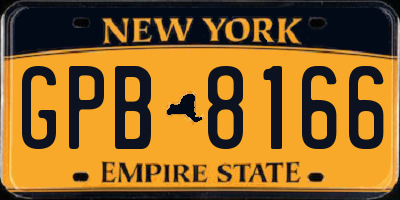 NY license plate GPB8166