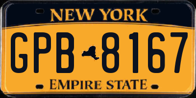 NY license plate GPB8167