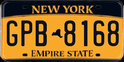 NY license plate GPB8168