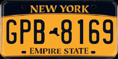 NY license plate GPB8169