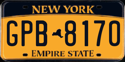 NY license plate GPB8170