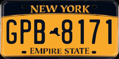 NY license plate GPB8171