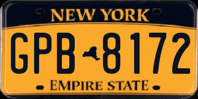 NY license plate GPB8172