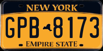 NY license plate GPB8173