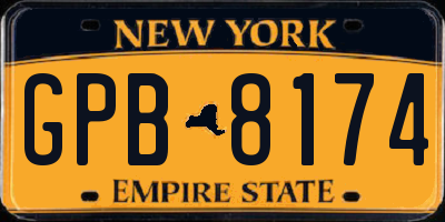 NY license plate GPB8174