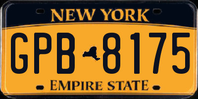 NY license plate GPB8175