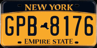 NY license plate GPB8176