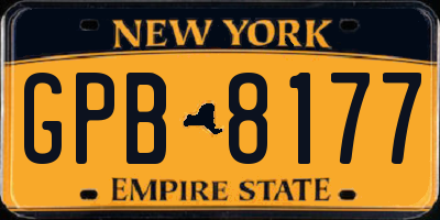 NY license plate GPB8177