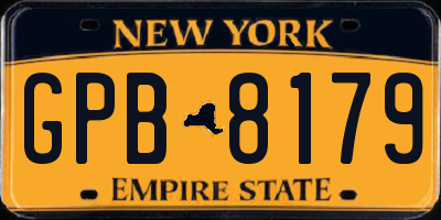 NY license plate GPB8179