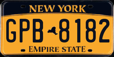NY license plate GPB8182