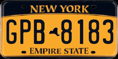 NY license plate GPB8183