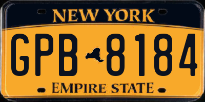 NY license plate GPB8184