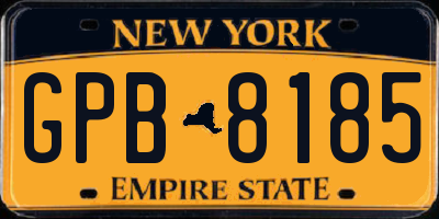 NY license plate GPB8185
