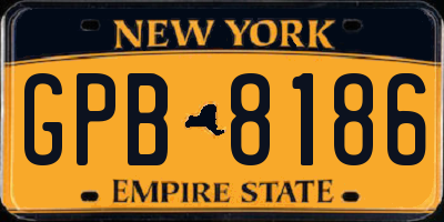 NY license plate GPB8186