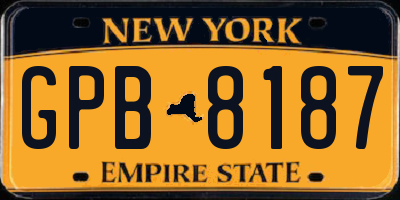 NY license plate GPB8187