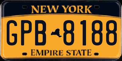 NY license plate GPB8188
