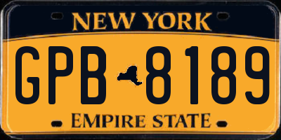 NY license plate GPB8189