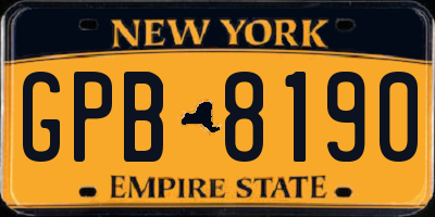 NY license plate GPB8190