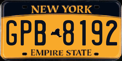 NY license plate GPB8192