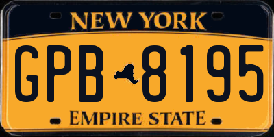 NY license plate GPB8195