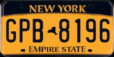 NY license plate GPB8196