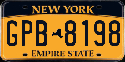 NY license plate GPB8198