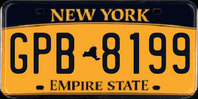 NY license plate GPB8199
