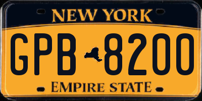 NY license plate GPB8200