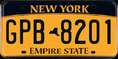 NY license plate GPB8201