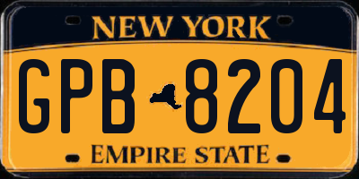 NY license plate GPB8204