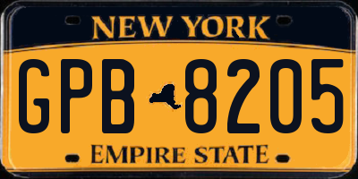 NY license plate GPB8205