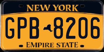 NY license plate GPB8206