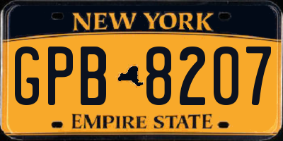 NY license plate GPB8207