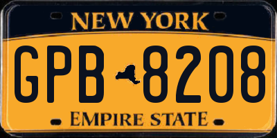 NY license plate GPB8208